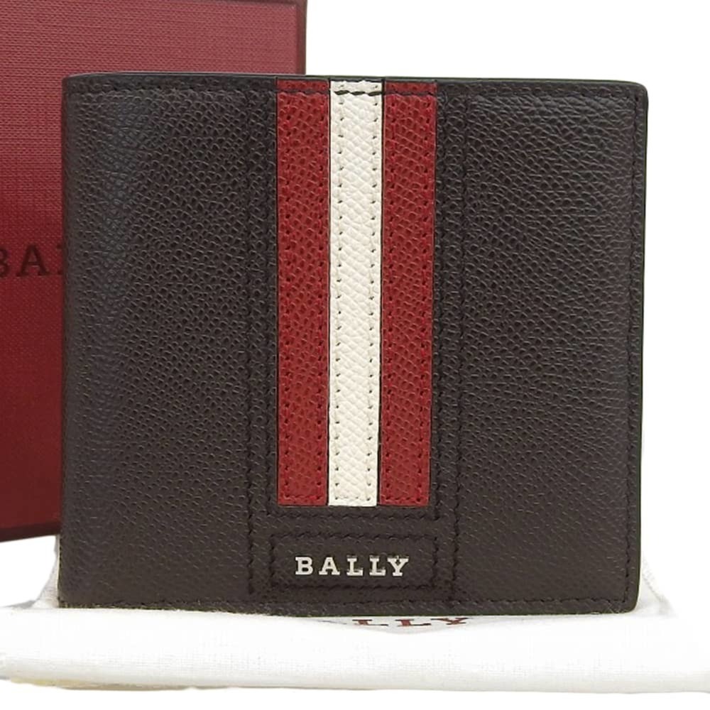 Bally Striped Bi-fold Wallet, Leather, Dark Brown x White Red